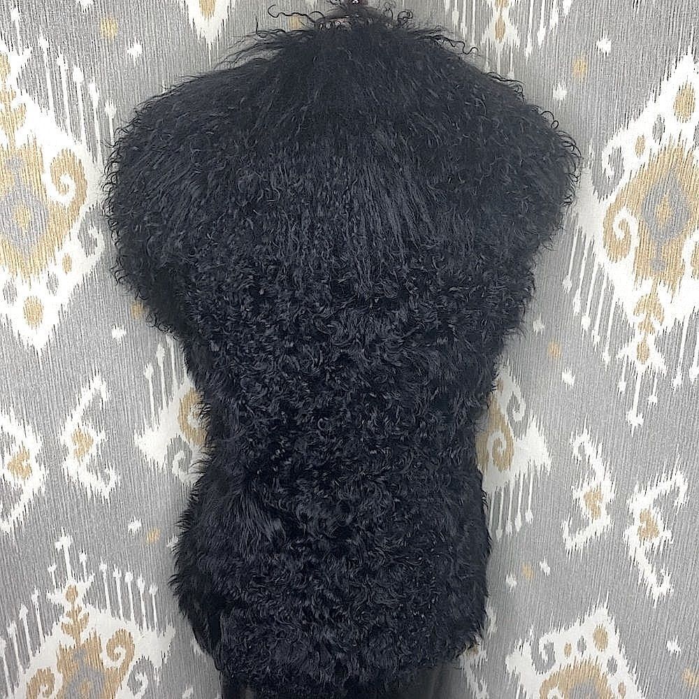 Ralph Lauren Long Black Curly Lamb Shearling Vest - Picture 16 of 16